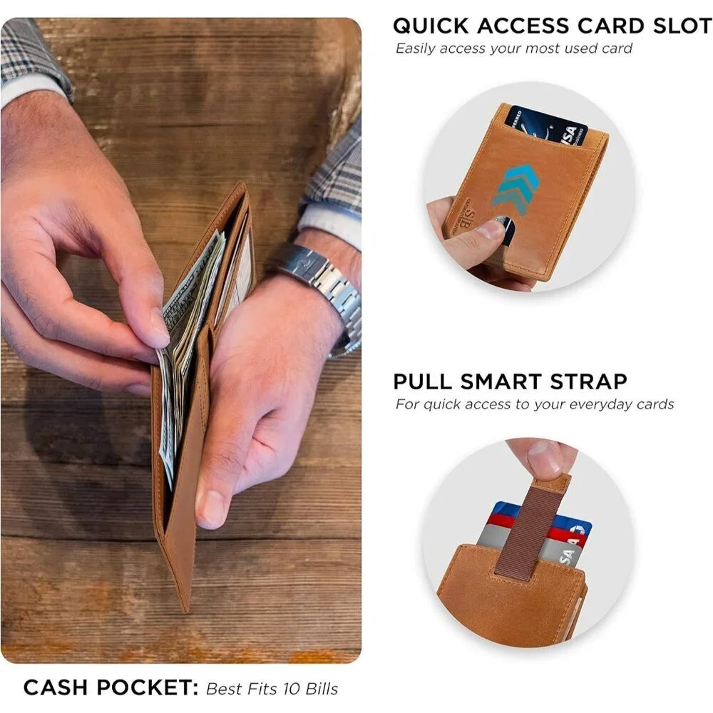 Men's California Genuine Premium Vegan Leather Front 2 Pocket Wallets Stylish